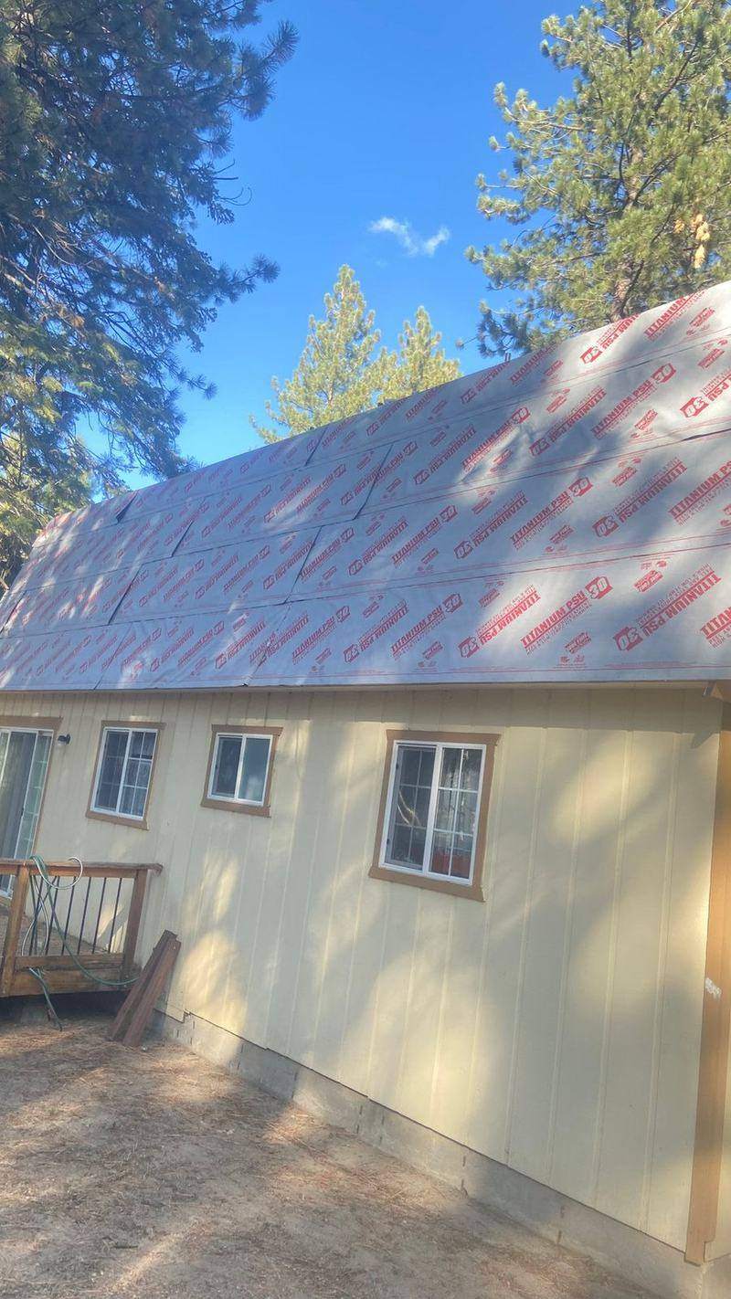 Titanium PSU synthetic underlayment laid over a roof deck before shingles are installed