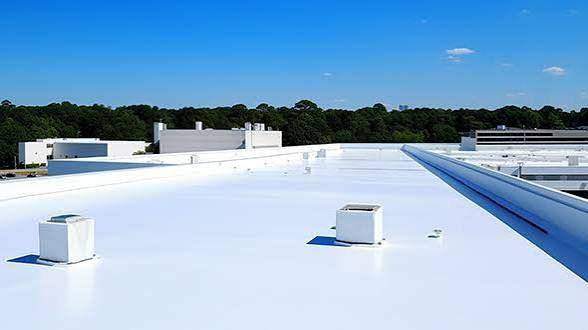 White TPO single-ply membrane on a flat roof